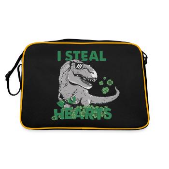 Je vole les cœurs Trex Dino Baby Boy St Patricks Day - Sac Retro - noir/or - Dos