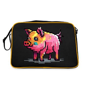 Cochon en 8 bits et avec pixels - Sac Retro - noir/or - Dos