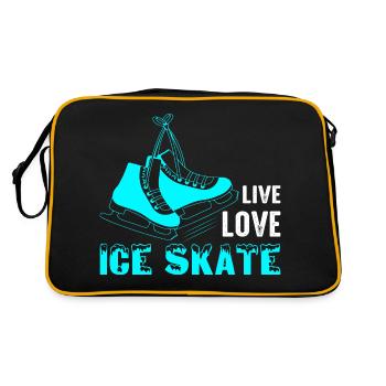Live Love Ice Skate Figure Skater Ice Skating - Retro Bag - black/gold - Back