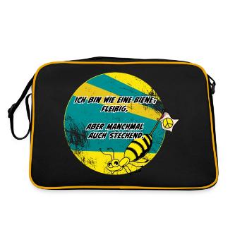 Ich bin wie eine Biene:Fleißig, aber auch stechend - Retro Tasche - Schwarz/Gold - Hinten
