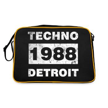 TECHNO MUSIK WEISS - Retro Tasche - Schwarz/Gold - Hinten