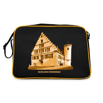 Rosenau Schloss Coburg Rödental Oberfranken Bayern - Retro Tasche - Schwarz/Gold - Hinten