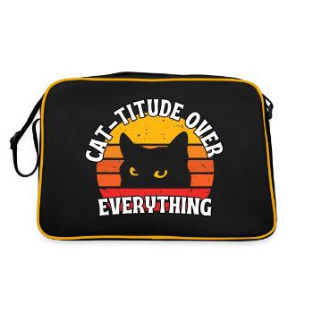 Katzen-Attitüde zu allem - Retro Tasche - Schwarz/Gold - Hinten