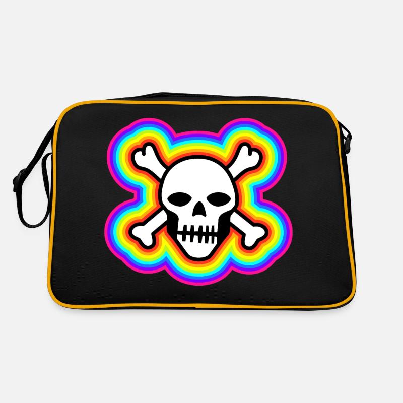 Regenbogenfarbener Schädel: Lebendiger und einzigartiger Schädel Retro Tasche