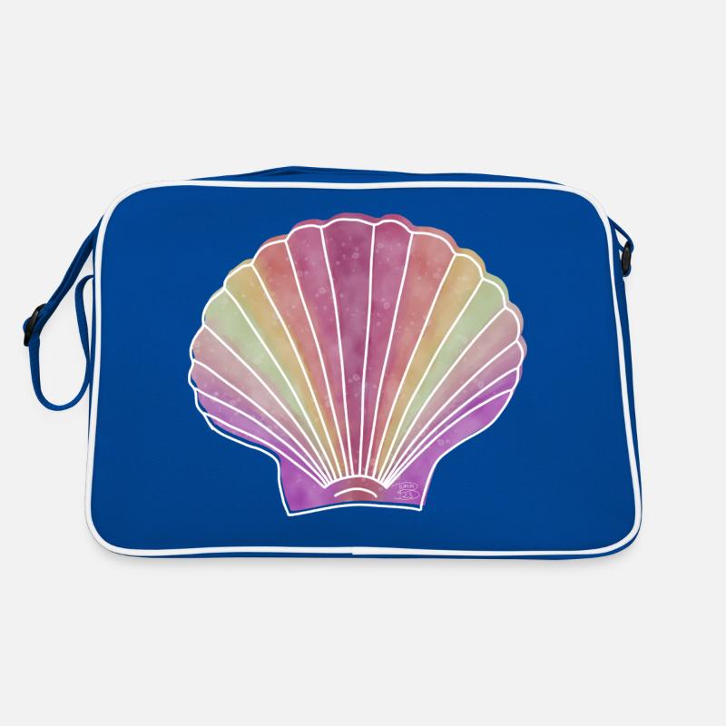 "Scallop", Boho Line Art Design, "Shells" Retro Bag