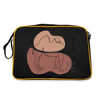 « Camel », Boho Line Art Design, série « Desert » - Sac Retro - noir/or - Dos