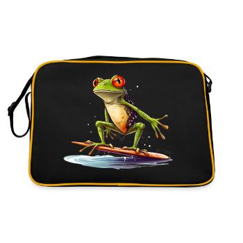 Frog on the surfboard - Retro Bag - black/gold - Back