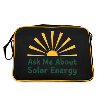 Fragen Sie mich nach der Installation von Solarenergie - Retro Tasche - Schwarz/Gold - Hinten