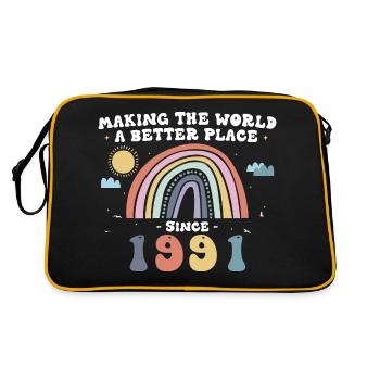 Die Welt zu einem besseren Ort machen seit 1991, 32. - Retro Tasche - Schwarz/Gold - Hinten