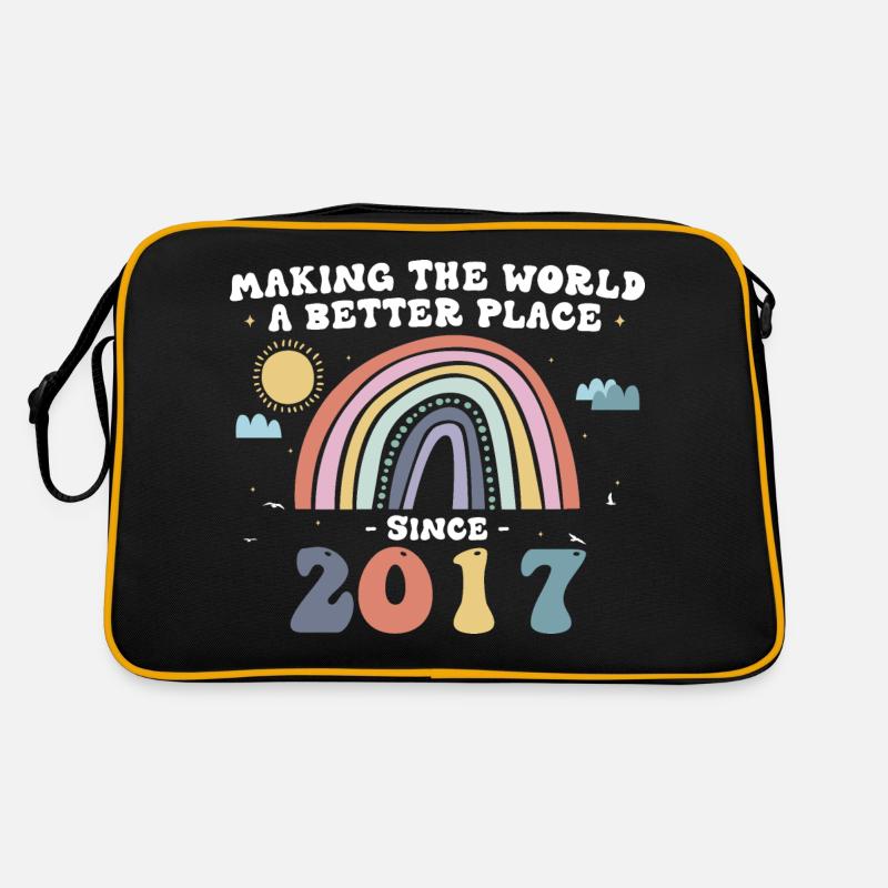 Die Welt zu einem besseren Ort machen seit 2017, 6. - Retro Tasche - Schwarz/Gold