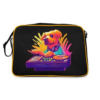 Hund DJ Hundebesitzer DJ Geschenkidee - Retro Tasche - Schwarz/Gold - Hinten