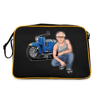 Schwalbe (Trude) + Erich // Illustration - Retro Tasche - Schwarz/Gold - Hinten