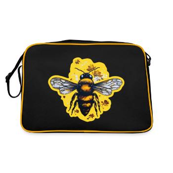 Honigbiene im Sommer - Retro Tasche - Schwarz/Gold - Hinten