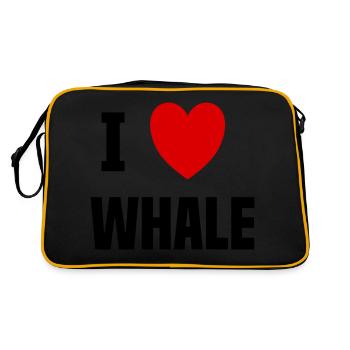 Ich liebe Wal - Retro Tasche - Schwarz/Gold - Hinten