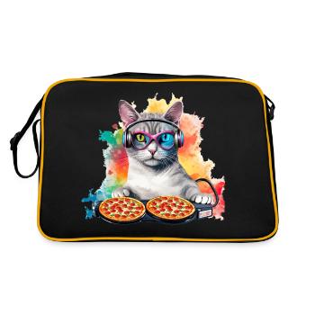 Outer Space Cat Pizza Disc Jockey - Interstellar - Retro Bag - black/gold - Back
