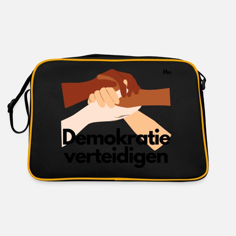 Demokratie verteidigen - Retro Tasche - Schwarz/Gold