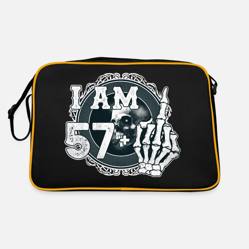 Ich bin 57 plus 1 Mittelfinger Totenkopf lustig 58. Retro Tasche