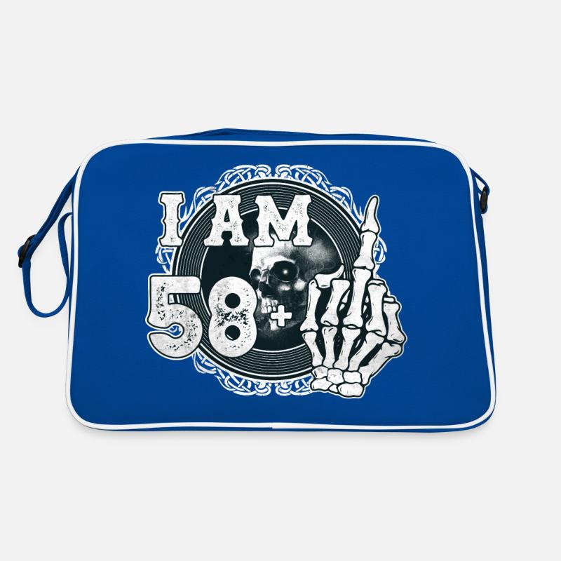 Ich bin 58 plus 1 Mittelfinger Totenkopf lustig 59. Retro Tasche