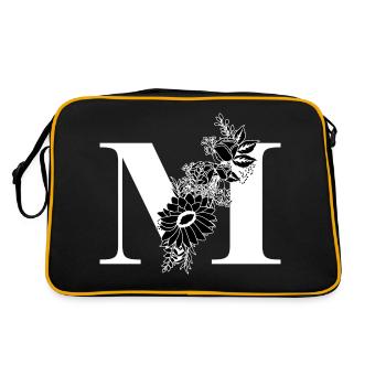 Letter m floral black and white - Retro Bag - black/gold - Back