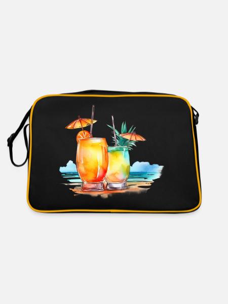 COCKTAIL ON THE BEACH - Retro Bag - black/gold - Back