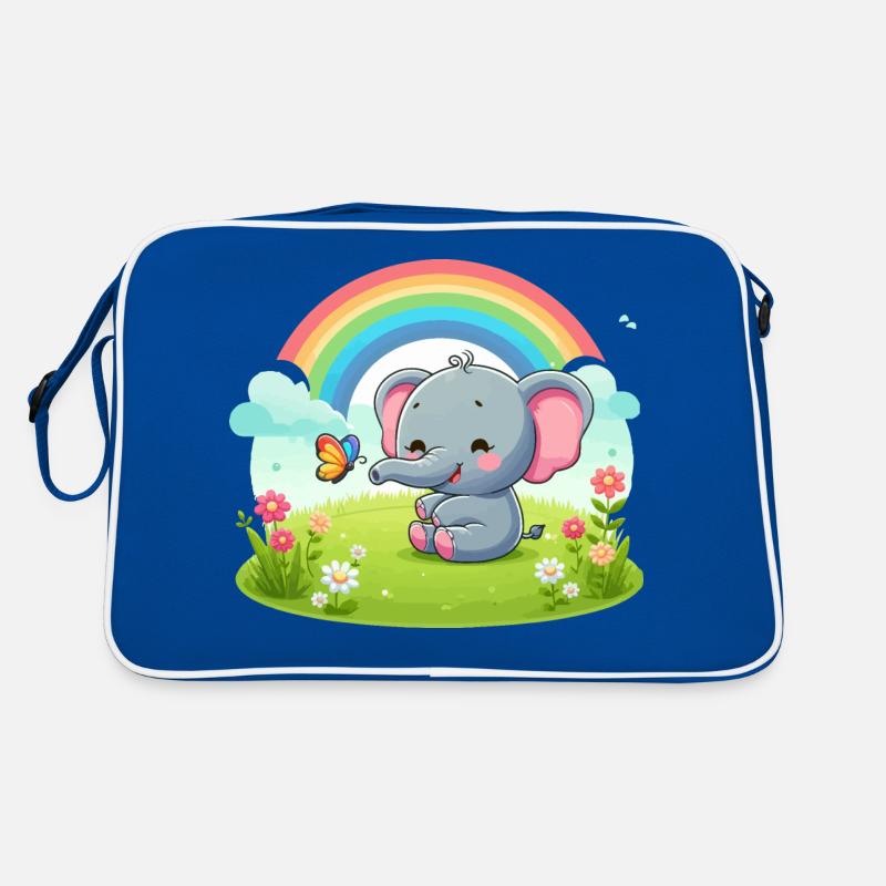 Éléphant joyeux et arc-en-ciel Sac Retro