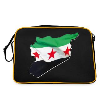 Syrien Flagge in der Syrien Landkarte 2 - Retro Tasche - Schwarz/Gold - Hinten