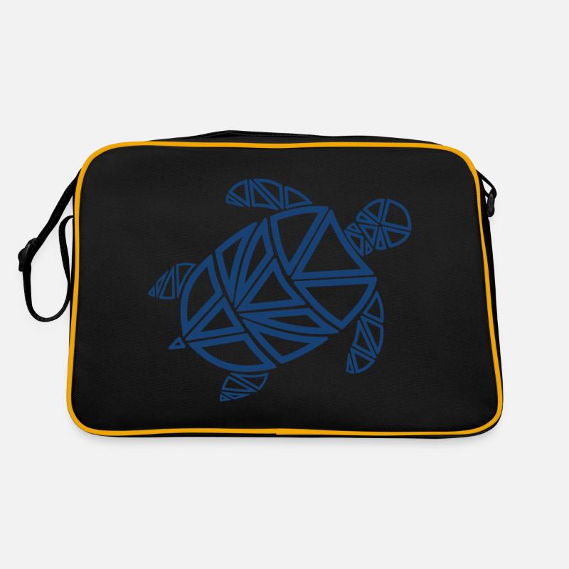 Schildkröte - Retro Tasche - Schwarz/Gold