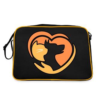 Orangegelber Hund und Katze. - Retro Tasche - Schwarz/Gold - Hinten