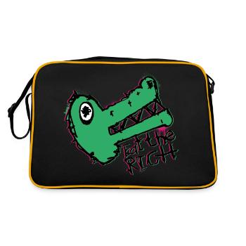 Crocodile Dicton Mangez Les Riches Art de rue Politique de gauche - Sac Retro - noir/or - Dos