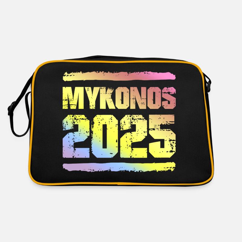Mykonos 2025 Bunt - Retro Tasche - Schwarz/Gold
