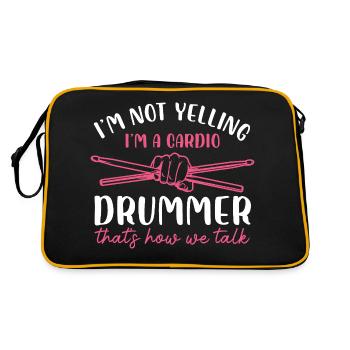 Drummer Cardio Humor Design - Retro Bag - black/gold - Back