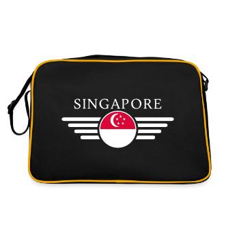 Singapur Stil Design T-Shirt - Retro Tasche - Schwarz/Gold - Hinten