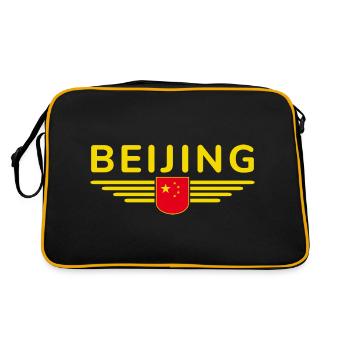 Pékin Chine Fan Design T-Shirt Tenue - Sac Retro - noir/or - Dos