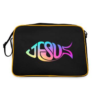 Jésus Poisson Arc-en-ciel - Sac Retro - noir/or - Dos