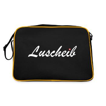 Luscheib | Schlitzohr, Schweiz, Schweizerdeutsch - Retro Tasche - Schwarz/Gold - Hinten