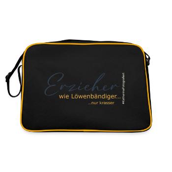 Erzieher - wie Löwenbändiger, nur krasser - Retro Tasche - Schwarz/Gold - Hinten