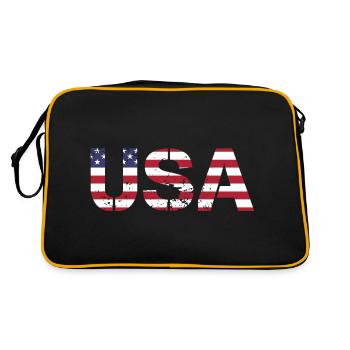 TEAM USA in Farben der amerikanischen Flagge Fahne - Retro Tasche - Schwarz/Gold - Hinten