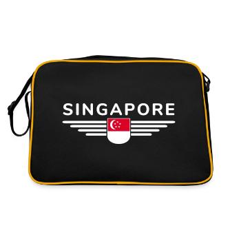 Singapur Fan Outfit Design T Shirt - Retro Tasche - Schwarz/Gold - Hinten