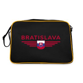 Bratislava, Slowakei Stil Design T-Shirt - Retro Tasche - Schwarz/Gold - Hinten