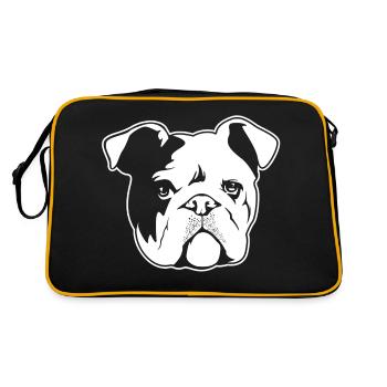 Englische Bulldogge - Retro Tasche - Schwarz/Gold - Hinten