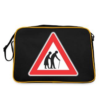 panneau routier personnes âgées rouge - Sac Retro - noir/or - Dos