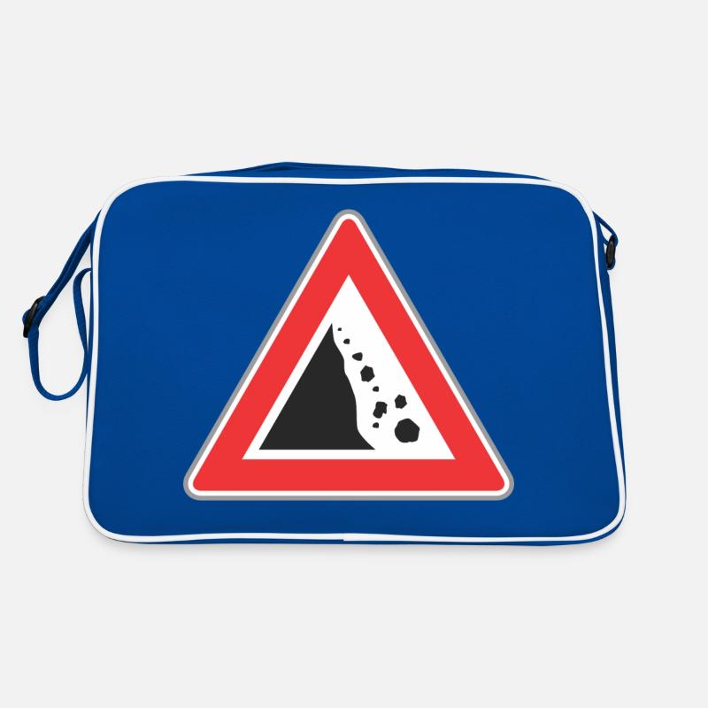 Road sign Stone fall Retro Bag