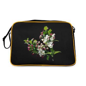 Frühling Apfelblüte - Retro Tasche - Schwarz/Gold - Hinten