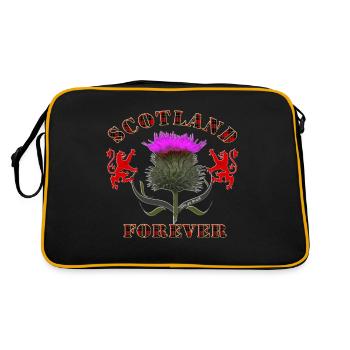 scotland forever thistle_red tartan - Retro Bag - black/gold - Back
