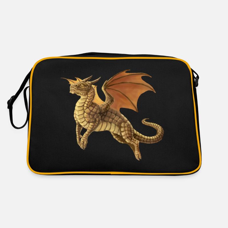 brown dragon - Retro Tasche - Schwarz/Gold