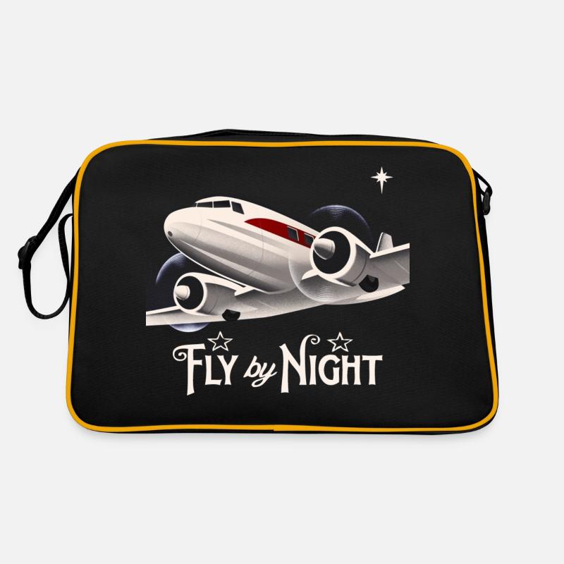 Flugzeug im Vintage-Stil - Retro Tasche - Schwarz/Gold