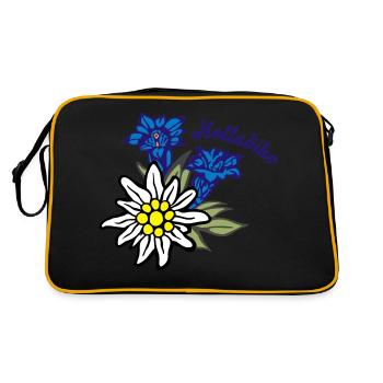 (edelweiss_mit_enzian_holladiho) - Retro Tasche - Schwarz/Gold - Hinten