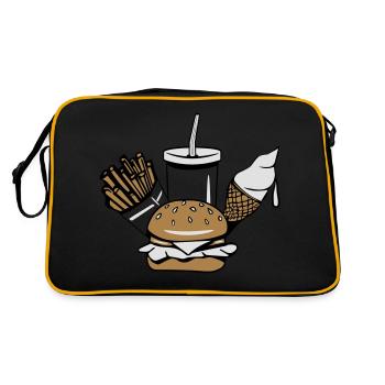 fast food menue eiscreme - Retro Tasche - Schwarz/Gold - Hinten
