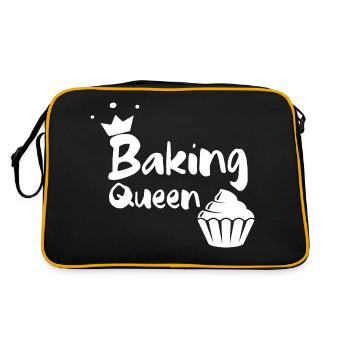 Baking Queen : cadeau de cupcake à l'humour drôle - Sac Retro - noir/or - Dos