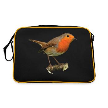 Rotkehlchen1 Robin - Retro Tasche - Schwarz/Gold - Hinten